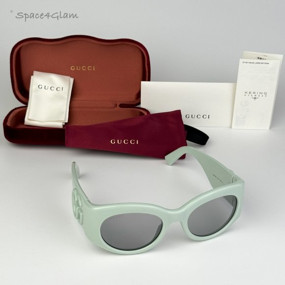 BRAND NEW Gucci GG1544S 003 Green Grey Unisex Oval Sunglasses GG 1544S - Picture 5 of 8
